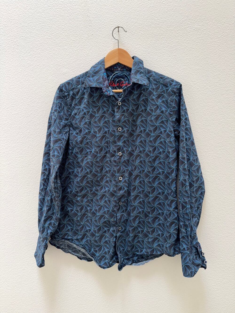 Robert Graham Classic Fit Shirt Mens S Blue Dot Geometric Pattern Stretch